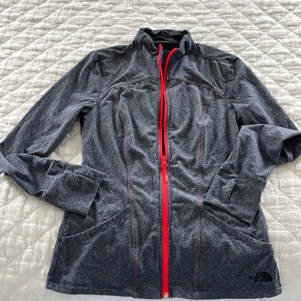 The North Face stretchy activewear long-sleeved top in dusty blue. Size small.